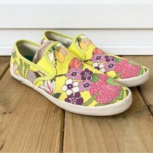 SeaVees Trina Turk Baja Slip On Shoes Twill Floral Tropical Yellow Size‎ 7.5